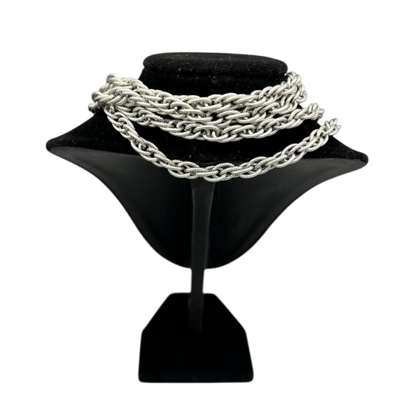 Vintage Silver Tone Rope Chain Necklace Estate Continuous Loop 24” - Picture 2 of 9